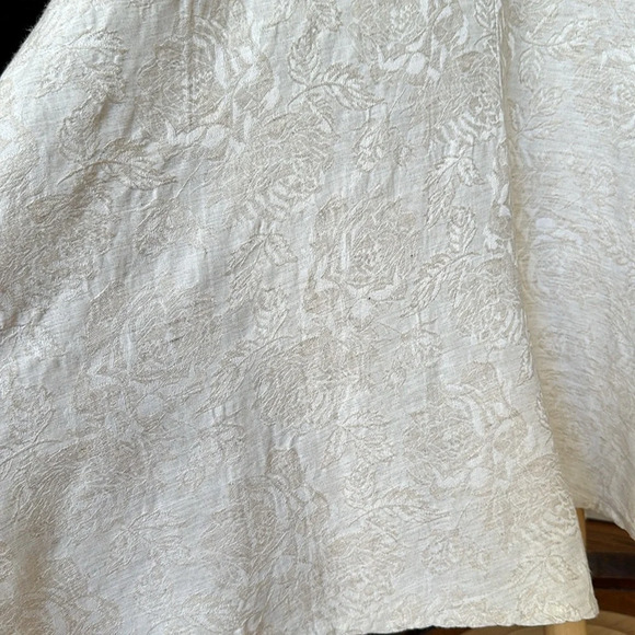 Vintage 90s Handmade MIDI Dress Empire Waist Fall Neutral Jacquard - Picture 4 of 16